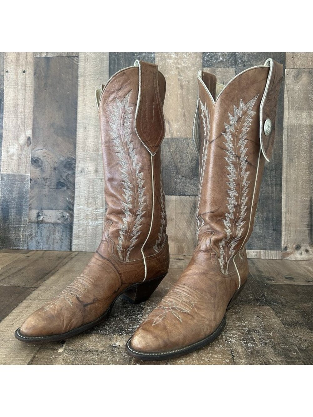 Larry Mahan Vintage Mule Ear Tall Parade Western Cowboy Boots Mens 10.5 D